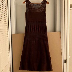 Jones New York Size XL Sleeveless Crochet Dress in Chocolate Brown.